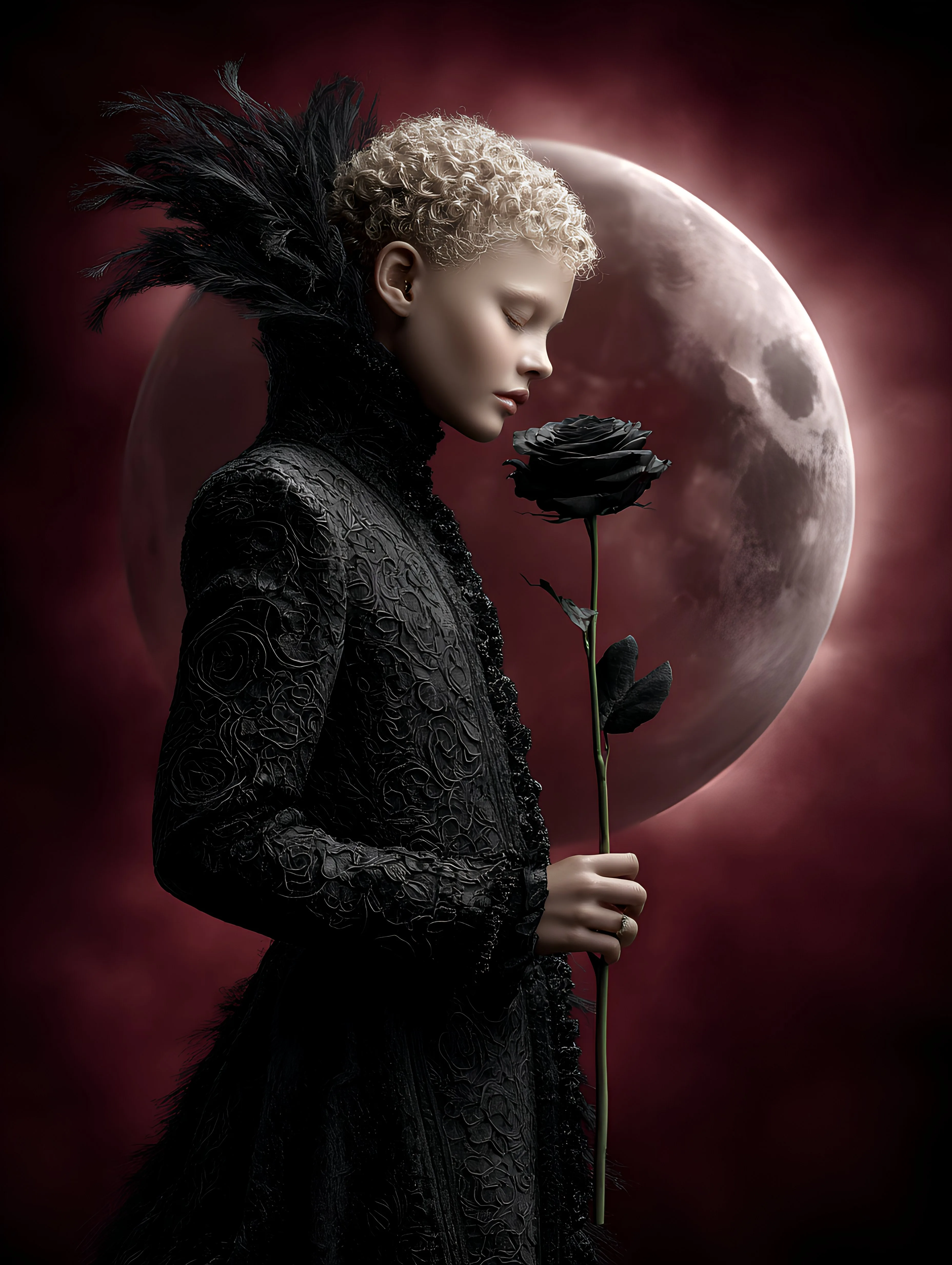 Black rose & the Moon by Elena Lapko